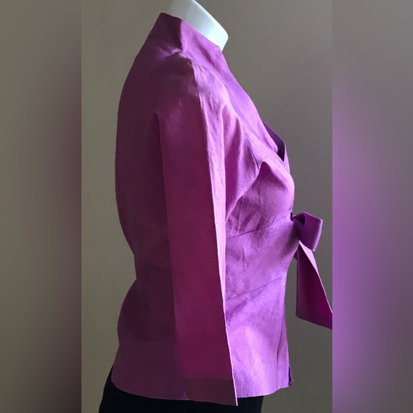 Ockpoptok Beautiful Silk Pink Tie In Front Half Sleeve’s  Blouse  Size L - Picture 4 of 11